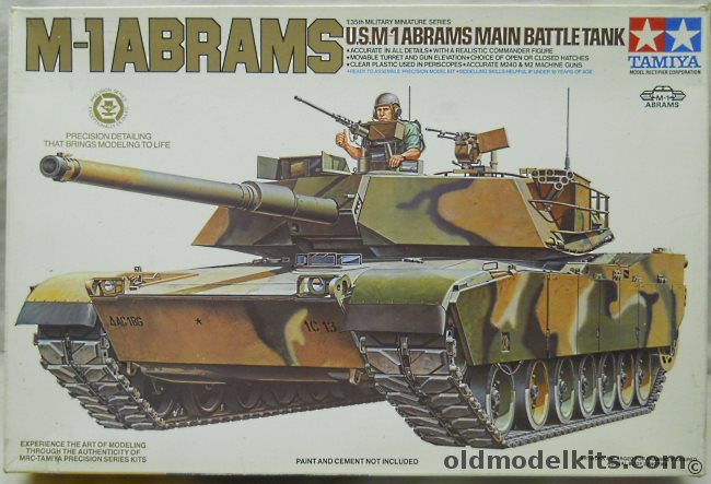 Tamiya 1/35 M-1 Abrams Tank - Early Version, 35124A plastic model kit